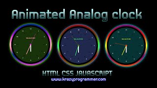 How to create Animated Analog clock in JavaScript with Source Code  Live Practical [upl. by Ekoorb209]