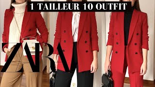 1 TAILLEUR ZARA 10 OUTFIT  ZARA TRY ON HAUL  IDEE OUTFIT [upl. by Eartnoed600]