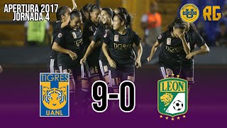 TIGRES FEMENIL 90 LEON  J4 Apertura 2017 Liga MX  GOLES de JARAMILLO BLANCA SOLIS KATTY [upl. by Ennayd]