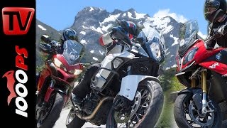 Reise Enduro Vergleich Alpen  BMW S 1000 XR KTM Super Adventure Ducati Multistrada [upl. by Braunstein]