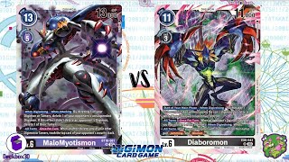 DIGIMON TCG Local match MaloMyotismon Purple vs Diaboromon Black  TEA AND COFFEE [upl. by Nichani]