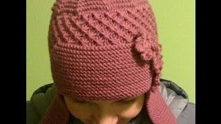 Вязаная шапкаушанка Мастеркласс Knitted hat Tutorial [upl. by Ganny]