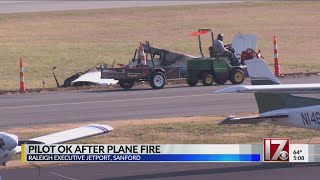 Pilot OK after Sanford plane fire [upl. by Eileme]