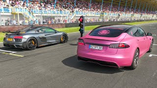 CUSTOM Audi R8 V10 Plus 🔥 VS🚦1020HP Tesla Model Plaid ⚡️ [upl. by Ydospahr580]