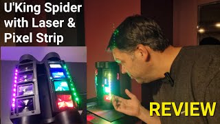 UKing Spider Moving Head Light with lasers and pixel strip DJ and fun lighting effects [upl. by Delinda]