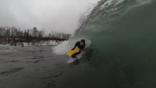 Bodyboarding A White Out Lake Superior [upl. by Jenelle168]