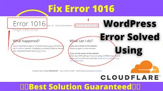 Fix Error 1016 DNS Issue  Fix Origin DNS Error Using Cloudflare  Hindi [upl. by Amund]