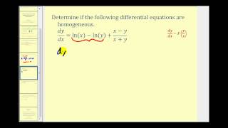 Determine if a FirstOrder Differential Equation is Homogeneous  Part 1 [upl. by Amadis625]