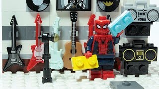 Lego Spider man Brick Building Music Shop Superheroes Animation [upl. by Brion]