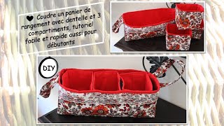 Coudre un panier de rangement en tissu avec 3 petites boites facile rapide débutant Anna couture DIY [upl. by Yltneb]