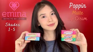 EMINA Poppin Matte Lip Cream Review Swatches Semua Warna  Anna Mariana [upl. by Joiner380]