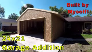 Solo Garage Build  Addition With Detailed Roof TieIn  MY DIY [upl. by Seessel]