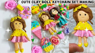 சூப்பர் ஆன clay doll makingClay keychain makingcute clay charmsAirdryclayDIY flower [upl. by Ainotna]