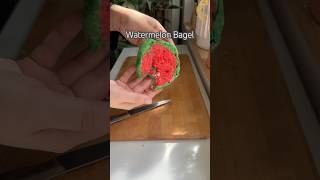 Watermelon Bagel shorts diy baking food bread bagel experiment [upl. by Drehcir]