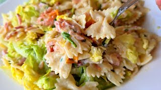 ENSALADA de Pasta con salsa de YOGUR y CEBOLLINO quot Farfallequot en 5 MINUTOS🖐 [upl. by Langham245]