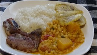 HABICHUELAS BLANCAS ARROZ BLANCO Y CHULETA [upl. by Suirred]