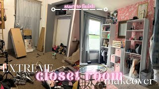 EXTREME CLOSET ROOM MAKEOVER  start to finish diy closet room closet tour  Keara Lashae [upl. by Leksehc142]