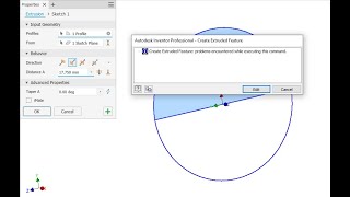 Inventor error Create Extruded Feature problems [upl. by Vittoria]