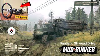 Realistic Offroad Drive MudRunner  Homemade Force Feedback Steering Wheel Pedals 🔥 [upl. by Aidile210]