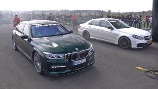 MercedesBenz E63 AMG vs Alpina BMW B7 BiTurbo [upl. by Yulma]