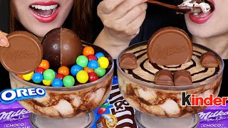 ASMR LOADED SPOONABLE CHOCOLATE CAKES MILKA KINDER BUENO GIANT CHOCOLATE BOMB BALL MampMS 먹방 [upl. by Odraude]