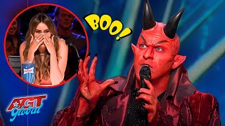 The British DEVIL Gets Rejected on Americas Got Talent [upl. by Oringa]