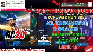 Real Cricket 20 Mod APK V55  Rc20 Everything Is Unlocked Free  Unlimited Coins amp Tickets Mod APK [upl. by Idrahs]