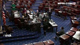 VIDEO NOW Senate approves budget bill as Vice President Harris casts tiebreaker vote [upl. by Enahs359]