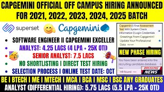 Capgemini Superset Mass Hiring 20242025  Analyst Analyst Diff Senior Analyst Salary 475 LPA [upl. by Marika326]