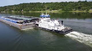 Towboats on the Ohio River  Three different tows [upl. by Primaveras]