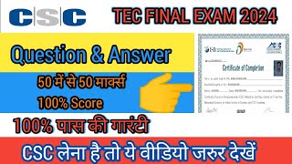 CSC tec final online exam 2024  final exam questions and answers 2024 [upl. by Zeculon]