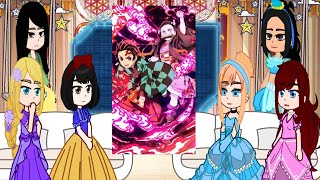 Disney Princess React to Tanjiro and Nezuko Kamado [upl. by Hadden]