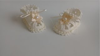 zapatitos para bautizo a crochet bebe 2 a 4 meses [upl. by Ireva]