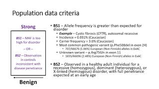 Use of Population Data in ACMGAMP Sequence Variant Interpretation Criteria [upl. by Nayk841]