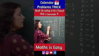 Calendar trick  Kisi bhi date se din nikale  Calendar Reasoning Trick for SSC cglchslshorts yt [upl. by Eihctir]