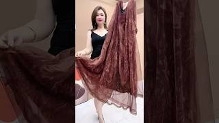 girls brown long anarkali version wedding xl trendingfashion fashiontrands [upl. by Yerroc]