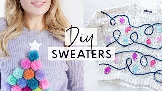 3 DIY Ugly Christmas Sweaters 🎄 Easy and Cheap Christmas Jumpers [upl. by Mindy]