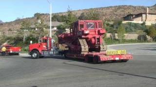 Los Angeles County Fire Department LACoFD Dozer Tender and Dozer [upl. by Osanna]