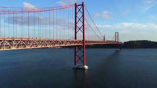 Lisbon Bridge Ponte 25 abril  Drone 4K Aerial view [upl. by Yrrad]