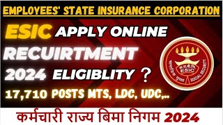 ESCI Recruitment 17710 Post 2024  ESIC full Details Eligibility  How to Apply ESCI form 2024 [upl. by Naillimixam]