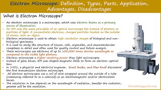 Electron Microscope Definition Types Parts Application Advantages Disadvantages [upl. by Eilrahs]