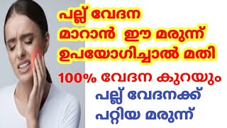 പല്ല് വേദനക്ക് പറ്റിയ മരുന്ന്പല്ല് വേദന മാറാൻ ഈ മരുന്ന് ഉപയോഗിച്ചാൽ മതിpallu vedana maran [upl. by Yr]