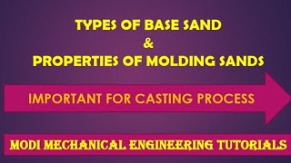 Properties of Moulding Sand Used in Casting Process  Types of Molding sand properties  casting [upl. by Neomah414]