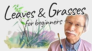 Eng sub Leaves amp Grasses  Watercolor painting tutorial for beginners [upl. by Rushing441]