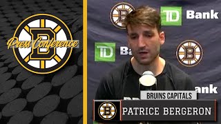 Patrice Bergeron on Tom Wilsons Hit on Brandon Carlo Bruins Response [upl. by Alithia]