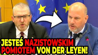 GRZEGORZ BRAUN WGNIÓTŁ W ZIEMIĘ UNIJNEGO KOMISARZA GDY TEN PRÓBOWAŁ ODEBRAĆ MU GŁOS [upl. by Arannahs]