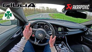 Alfa Romeo Giulia QV Akrapovic STRAIGHT PIPE POV Test Drive [upl. by Dyane]