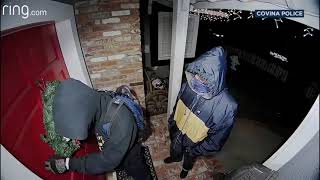 Doorbell camera spots armed suspected burglars at front door of Covina home [upl. by Zoa]