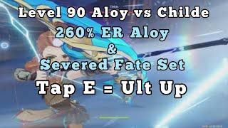 Full ER Emblem Severed Fate  Elegy Bow Lvl 90 Aloy vs Childe  Genshin Impact [upl. by Claudetta539]