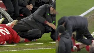 Jürgen Klopp Falls Down After Bukayo Saka Injuring K Tsimikas Vs Arsenal Liverpool vs Arsenal 11 [upl. by Eyllib]